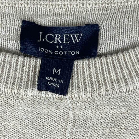 J Crew Raglan Budded Crewneck Sweater Mens Medium Beige Cotton Knit Preppy NEW - Picture 4 of 14
